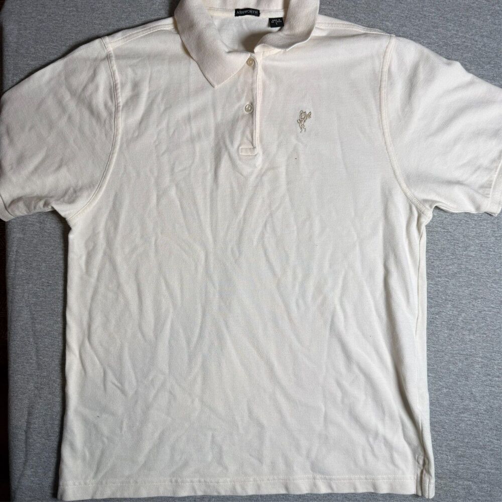 Ashworth Mens Cotton Polo Shirt White Golf Top Large